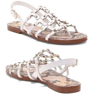 VINCE CAMUTO  Cage Leather Sandal Sling Back Snake White Size 6.5 $89